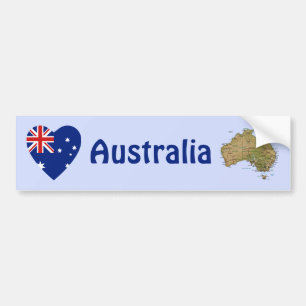 Australien Flaggenschwerpunkt + Karte Autoaufklebe Autoaufkleber