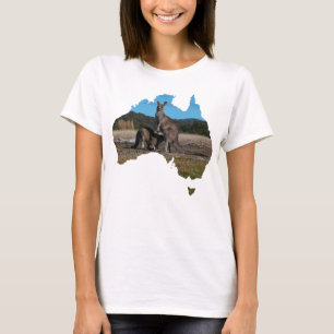 Australien Form Känguru mit Baby-Joey T-Shirt