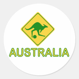 Australien-Fußball-Känguru Runder Aufkleber