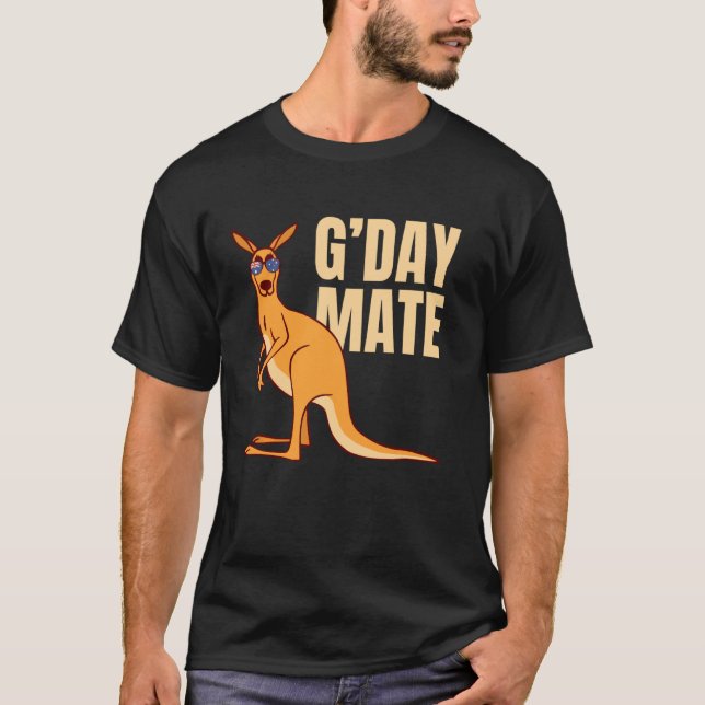 Australien G'day Mate Shirt Funny Kangaroo Austral (Vorderseite)