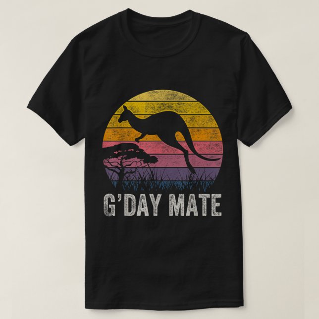 Australien G'Day Mate Shirt Funny Kangaroo Austral (Design vorne)