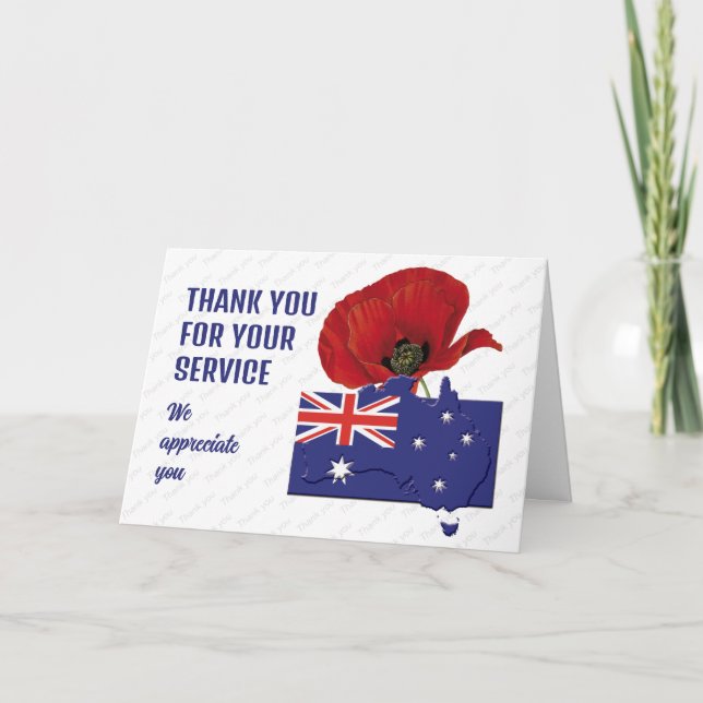 Australien Gedenktag VETERANS Dankeskarte (Vorderseite)