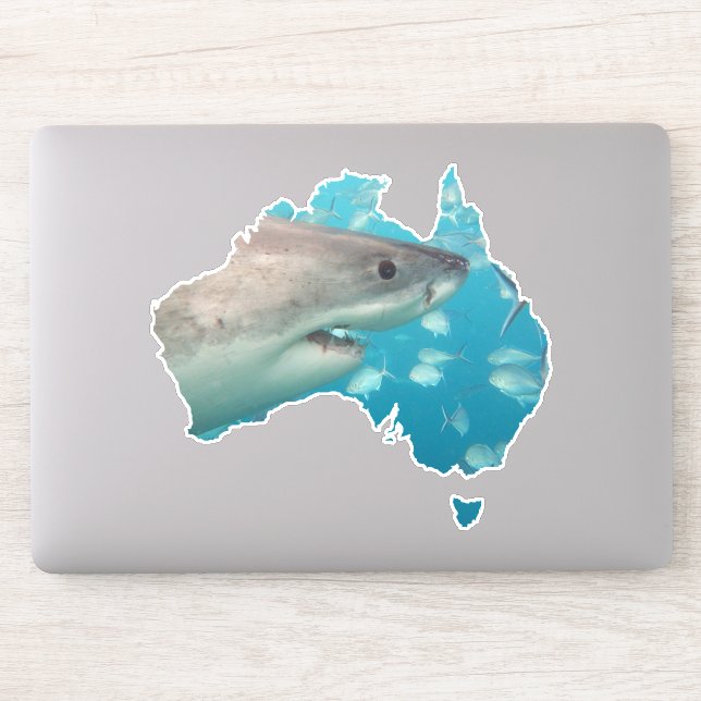 Australien Gestalt Weißer Hai Nah Aufkleber (Computer)