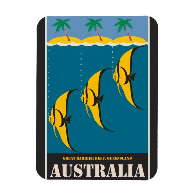 Australien Great Barrier Reef Vintage Travel Poste Magnet (Vertikal)