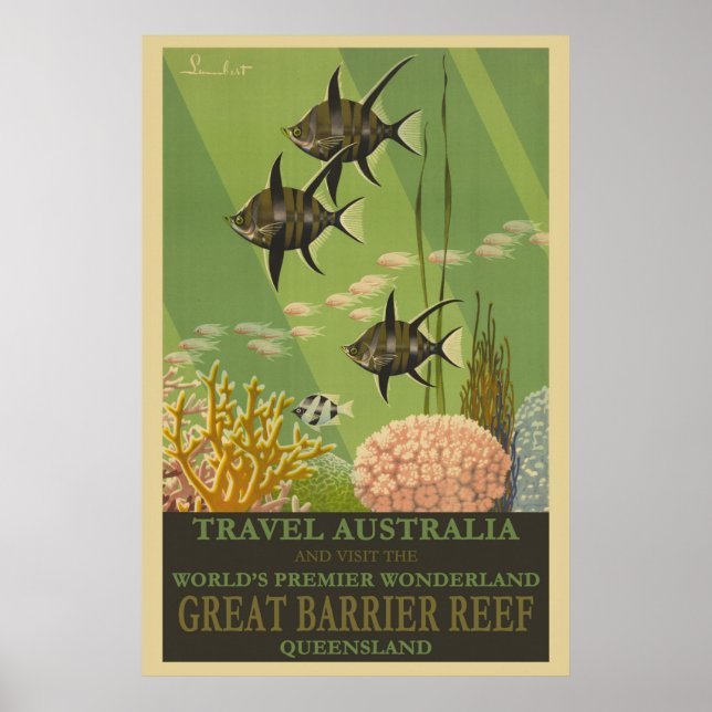 Australien Great Barrier Reef Vintage Travel Poster (Vorne)