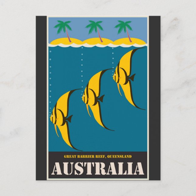 Australien Great Barrier Reef Vintage Travel Postkarte (Vorderseite)