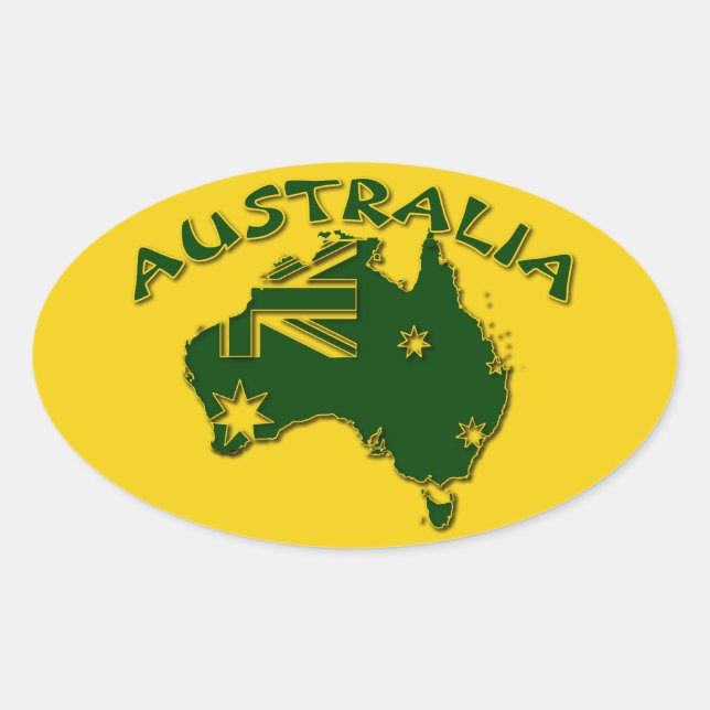 Australien - grün und gold ovaler aufkleber (Vorderseite)