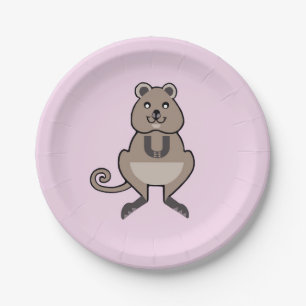 Australien - Happy QUOKKA - Natur - Rosa Party Pappteller