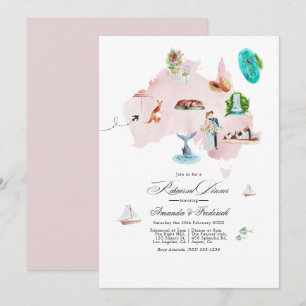 Australien Hochzeit in Urlaubsort Probe Dinner Einladung