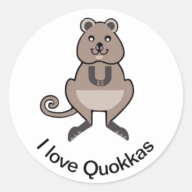 Australien - I Liebe QUOKKAS - Marsupial - Wildfau Runder Aufkleber (Vorderseite)