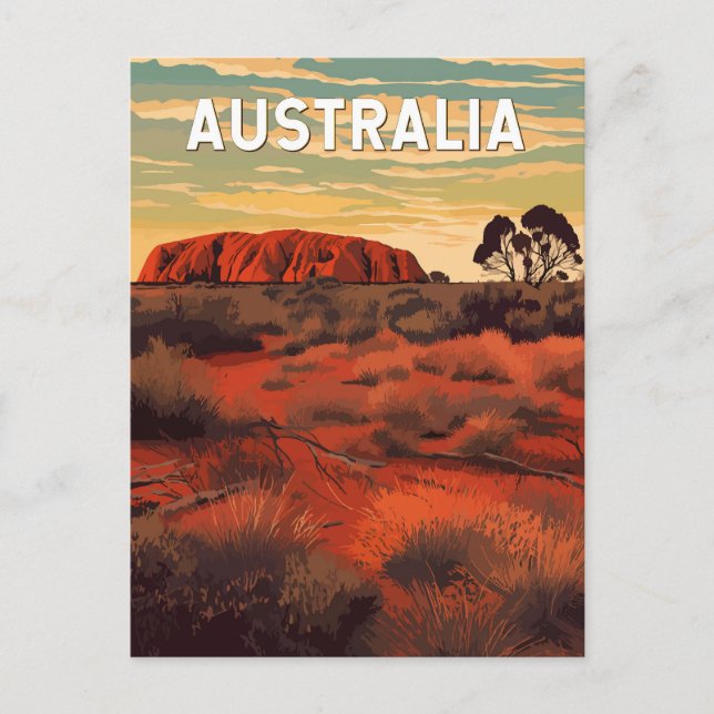 Australien Illustration Travel Art Vintag Postkarte (Vorderseite)