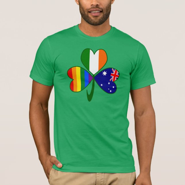 Australien Irland Gay Pride Kleeblatt T-Shirt (Vorderseite)