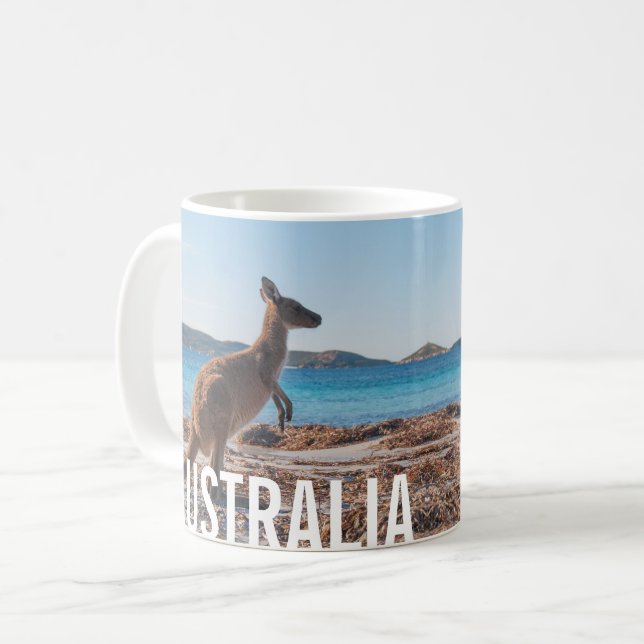 Australien Kangaroo auf dem Beach Foto Kaffeetasse (Vorderseite Links)