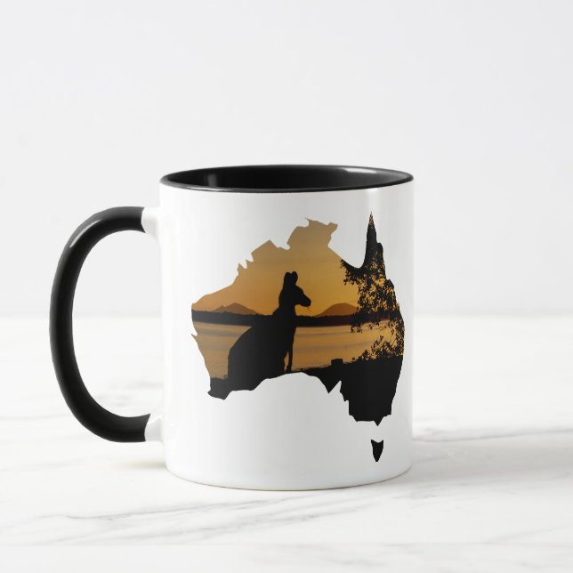 Australien Kangaroo bei Sunset Schwarz-weiß Gold Tasse (Links)