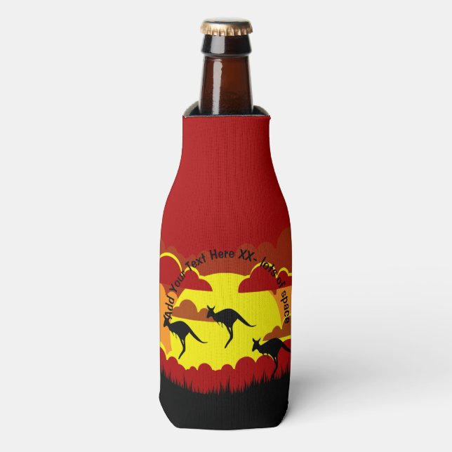 Australien Kangaroo Red Black Yellow Stubby Holder Flaschenkühler (Flaschenvorderseite)