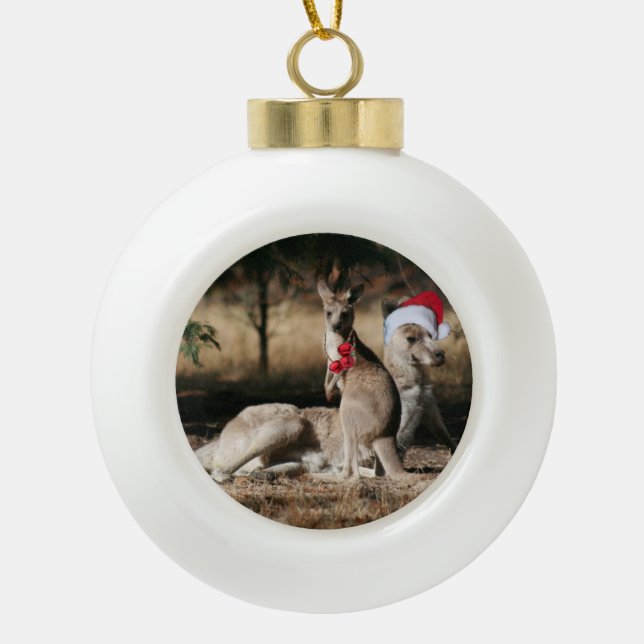 Australien Kangaroo Weihnachten Keramik Kugel-Ornament (Vorderseite)