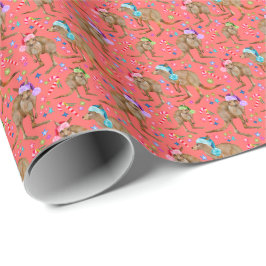 Australien Kangaroo Weihnachts Pink Wrapping Paper Geschenkpapier