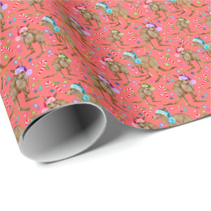 Australien Kangaroo Weihnachts Pink Wrapping Paper Geschenkpapier