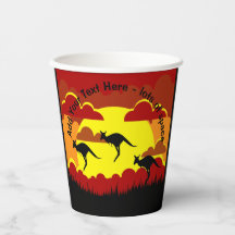 Australien Kangaroos Red Black Yellow Paper Cups