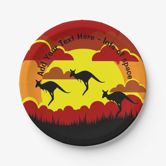 Australien Kangaroos Red Black Yellow small 7" Pappteller (Vorderseite)