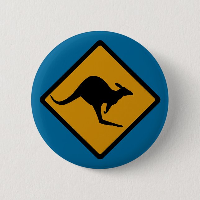 Australien-Känguru-Überfahrt-Zeichen Button (Vorderseite)