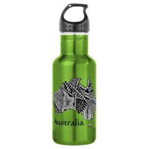 Australien Karte Art Doodle Edelstahlflasche