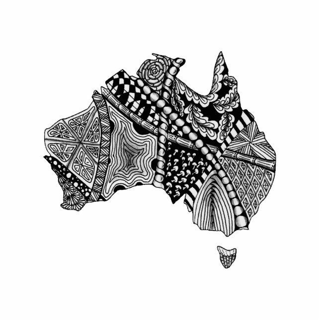 Australien Karte Art Doodle Fotoskulptur Magnet (Vorne)