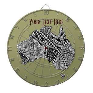 Australien Karte Doodle Art Black and White Dartscheibe