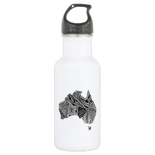 Australien Karte Doodle Edelstahlflasche