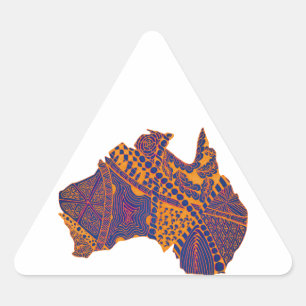 Australien Karte Doodle Orange Lila Dreieckiger Aufkleber