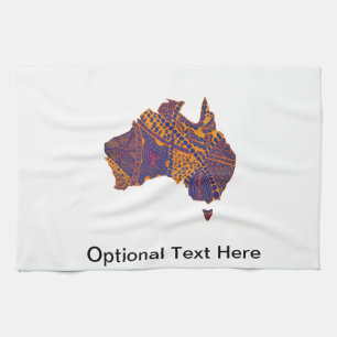 Australien Karte Doodle Orange Lila Küchentuch