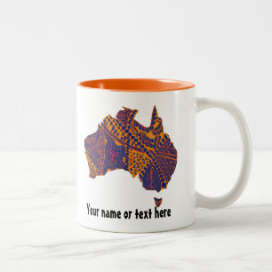 Australien Karte Doodle Orange Lila Zweifarbige Tasse