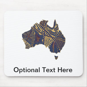 Australien Karte Doodle Tan Red Blue Mousepad