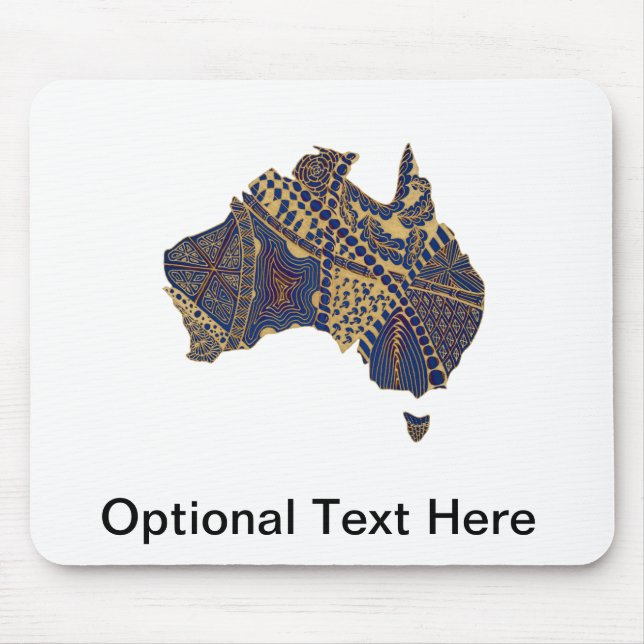 Australien Karte Doodle Tan Red Blue Mousepad (Vorne)