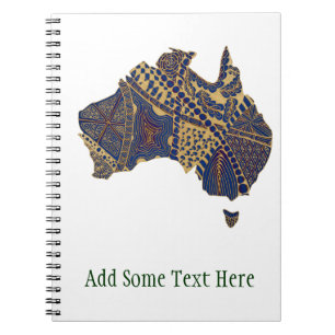 Australien Karte Doodle Tan Red Blue Notizblock