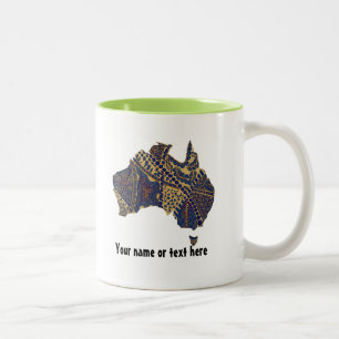 Australien Karte Doodle Tan Red Blue Zweifarbige Tasse