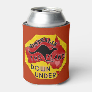 Australien Karte Land Down Under Kangaroo Retro Dosenkühler