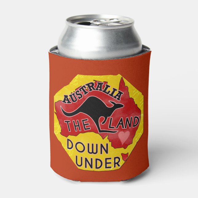Australien Karte Land Down Under Kangaroo Retro Dosenkühler (Kanne Vorderseite)