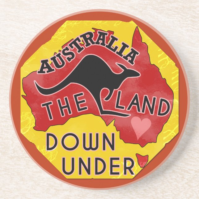 Australien Karte Land Down Under Kangaroo Retro Getränkeuntersetzer (Vorne)