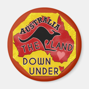 Australien Karte Land Down Under mit Kangaroo Retr Magnet