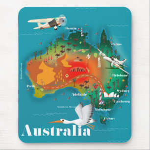 Australien Karte Reiseplakat Mousepad