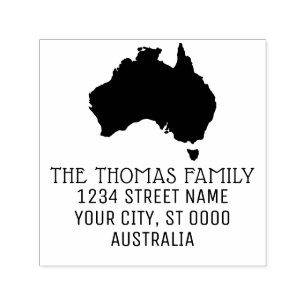 Australien Karte Silhouette Name Rücksendeadresse Permastempel
