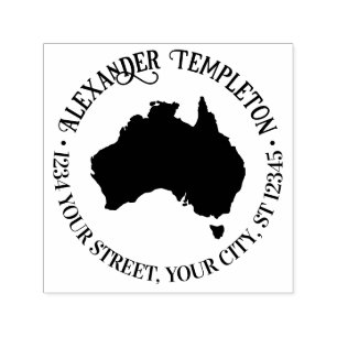 Australien Karte Silhouette Rundname Rücksendeadre Permastempel