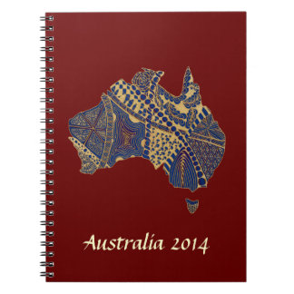 Australien-Karte TAN-Blau-Rot Notizblock