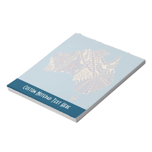 Australien Karte Tan-Blue-Red Notepad Notizblock (Rotiert)