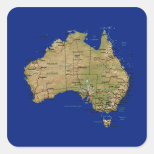 Australien-Karten-Aufkleber Quadratischer Aufkleber