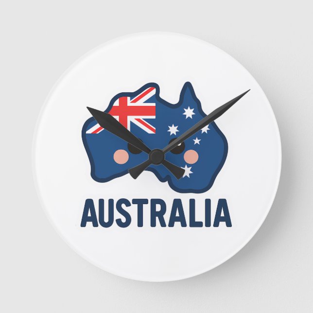 Australien Kawaii Fusion - Bold & Adorable Runde Wanduhr (Vorderseite)