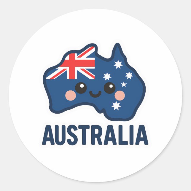 Australien Kawaii Fusion - Bold & Adorable Runder Aufkleber (Vorderseite)