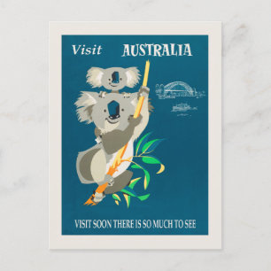 Australien Koala Bär Vintage Reiseplakat Postkarte