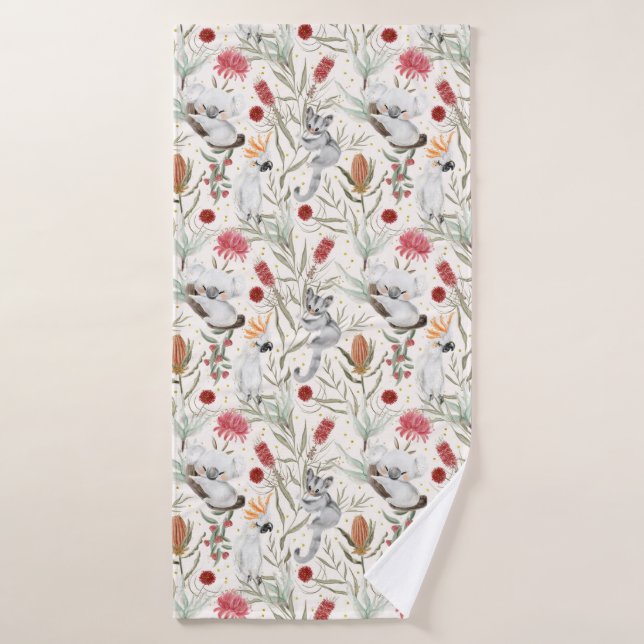 Australien Koala Cockatoos Proteas Motif de la nat (Serviette de bain)
